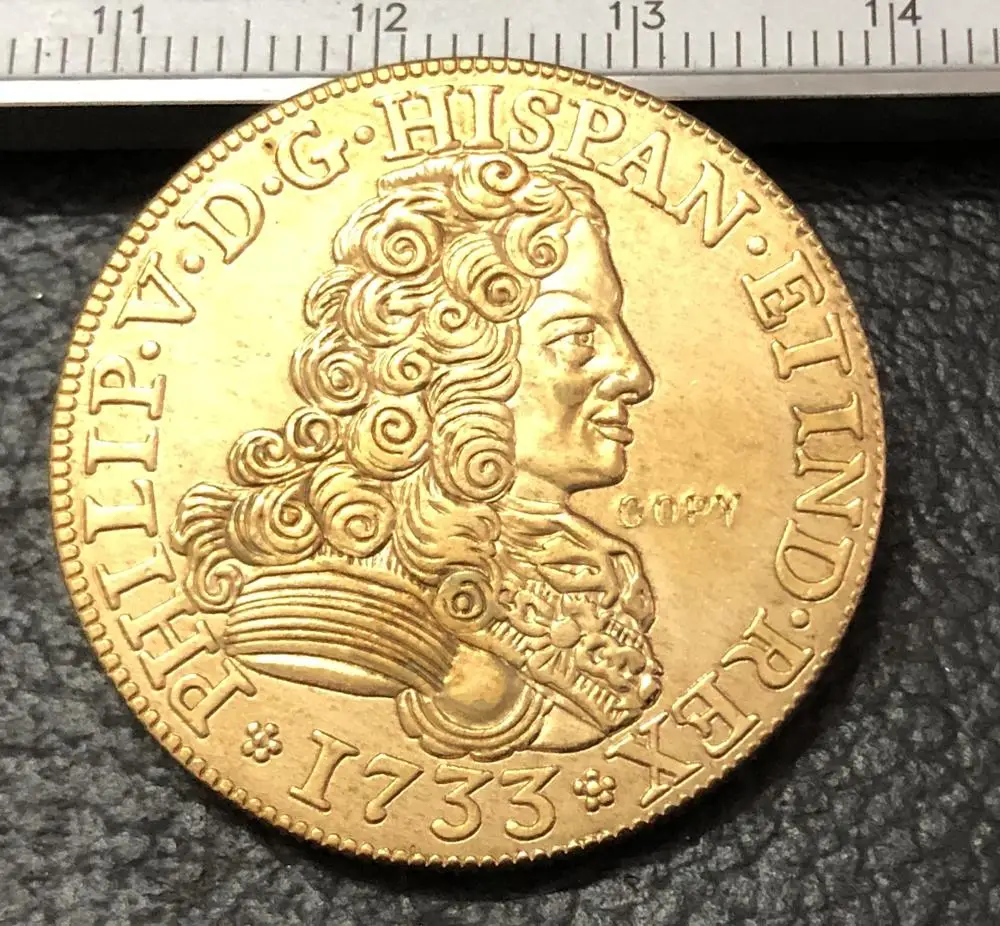 1733 Испания 4 Escudos Felipe V Севилья Золотая копия монеты|Безвалютные монеты| |
