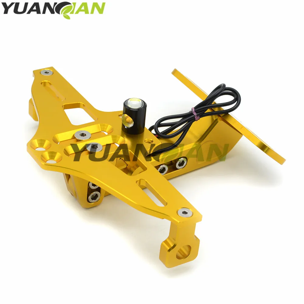 Gold CNC мотоцикл номерной знак кронштейн держатель для ktm duke RC 125 200 390 690 smc 1290 rc honda kawasaki yamaha tmax 530 500 r25 - Цвет: Gold