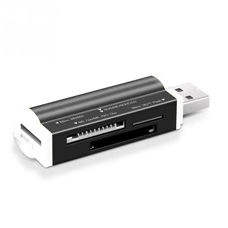 Мульти все в 1 Micro USB 2,0 считыватель карт памяти Адаптер для Micro HC TF M2 MMC MS PRO DUO кардридер - Цвет: black