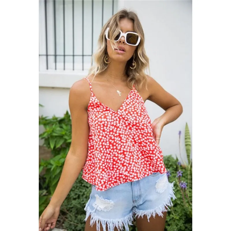 Новое поступление 2018 женские топы Повседневная футболка без рукавов с V-образным