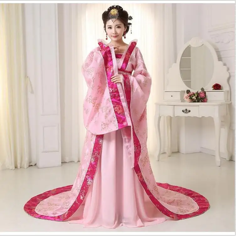 Роскошное двухцветное искусственное платье Hanfu танцевальный сказочный костюм