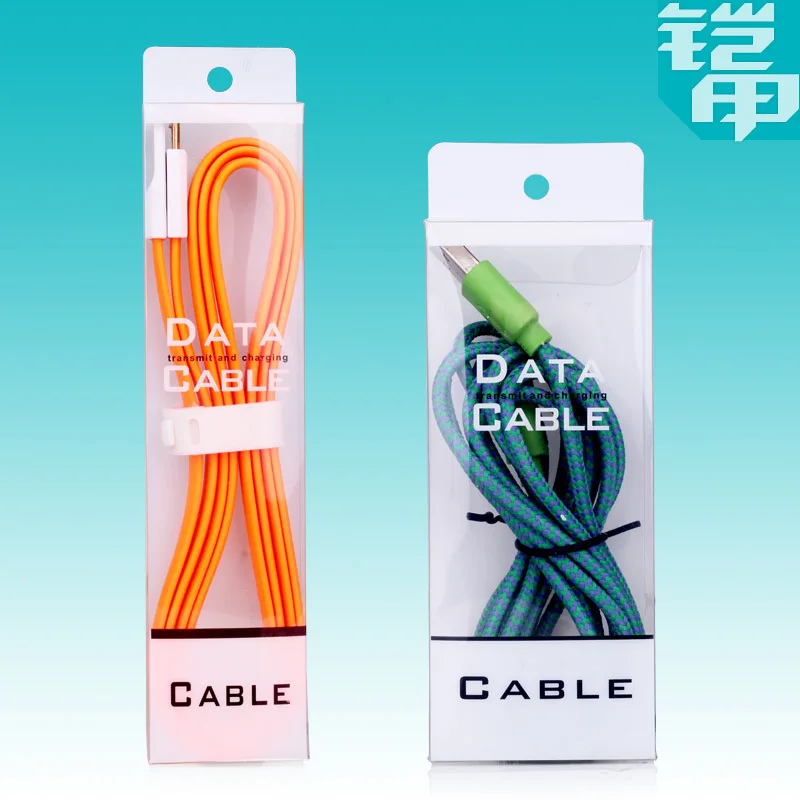 100 шт./лот новые блистерные пакеты из ПВХ для 1 м USB кабелей упаковочные коробки
