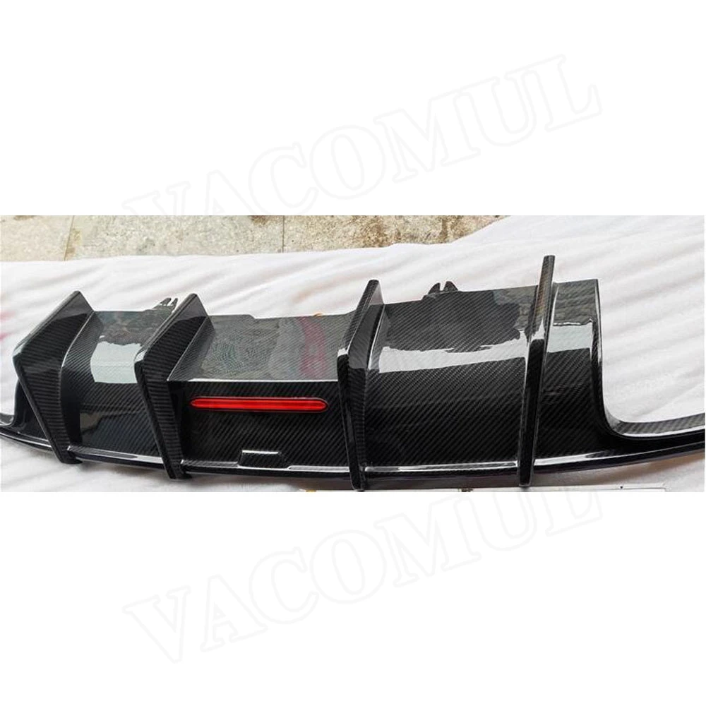 Углеродного волокна диффузор губа на задний бампер спойлер с светодиодный
