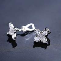 sipengjel clear crystal flower shape ear cuffs earrings%c2%a0earcuff fake piercing clip earrings for women girls jewelry 2021
