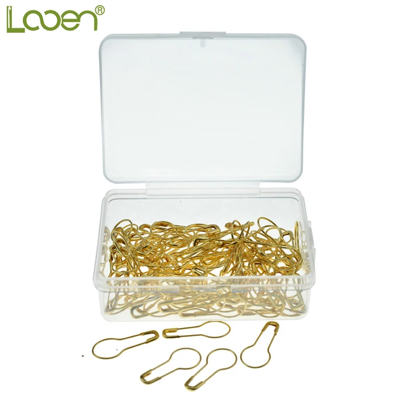 

100 Pcs Looen Steel Pear Shaped Pins, Garment Gourd Safety Pin Hangtag Seal Metal Golden Color DIY Sewing Tools Accessory