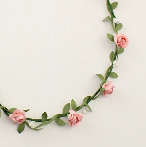 10pcs/lot Handmade Women Headbands Mini Flowers With Green Leaves Pendants Hairband More Colors Handbands For Beach Wear | Дом и сад