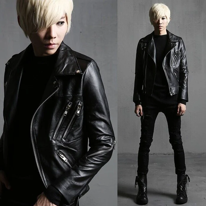 

2019 Autumn College Style Unique Oblique Zipper Casual PU Leather Jacket