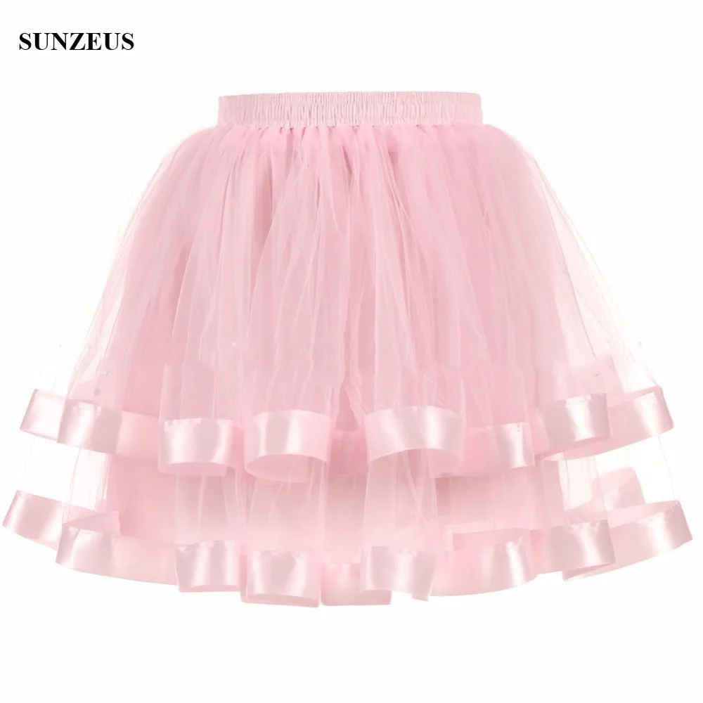 

Short Petticoats For Party Evening Underskirt Two Layers Tulle Skirts With Ribbon Edge Crinoline Adult