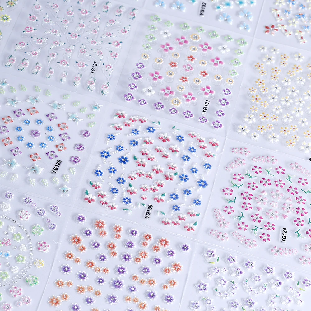 24 листа/партия наклейки для ногтей дизайна цветок розы/узор бабочки 3D Переводные