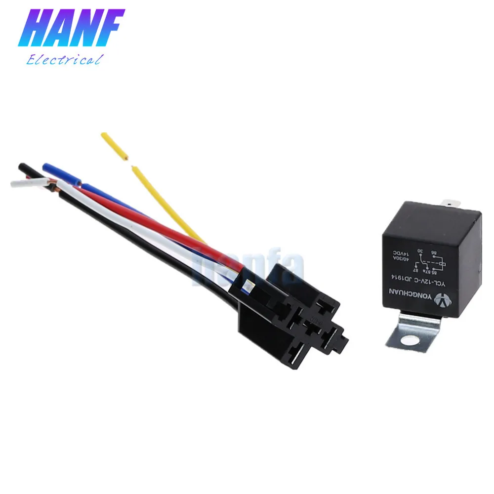 1 комплект реле и гнездо SPDT 5 Pin 5 провод YCL-12V-C модификация автомобильного реле JD1914 12 В 40A задняя Водонепроницаемая релейная цепь