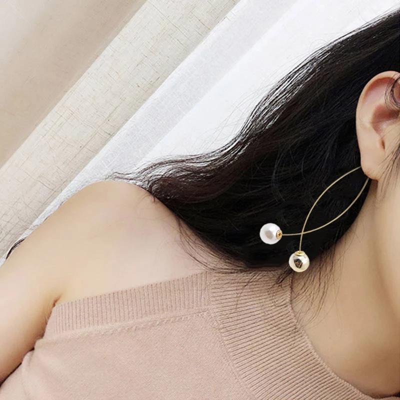 Cross Pearl Earrings Tide Fashion Creative Dangler Long Simple Elegant Female Wedding Jewelry Eardrop Gift | Украшения и