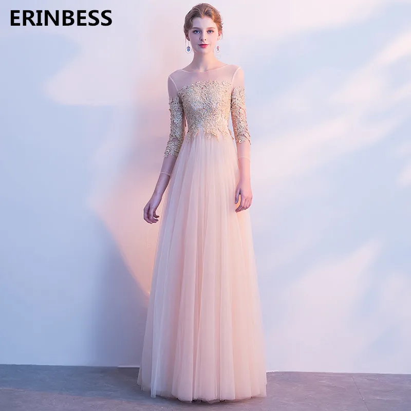 Vestido De Festa вечернее платье из тюля с рукавами три четверти элегантное глубоким