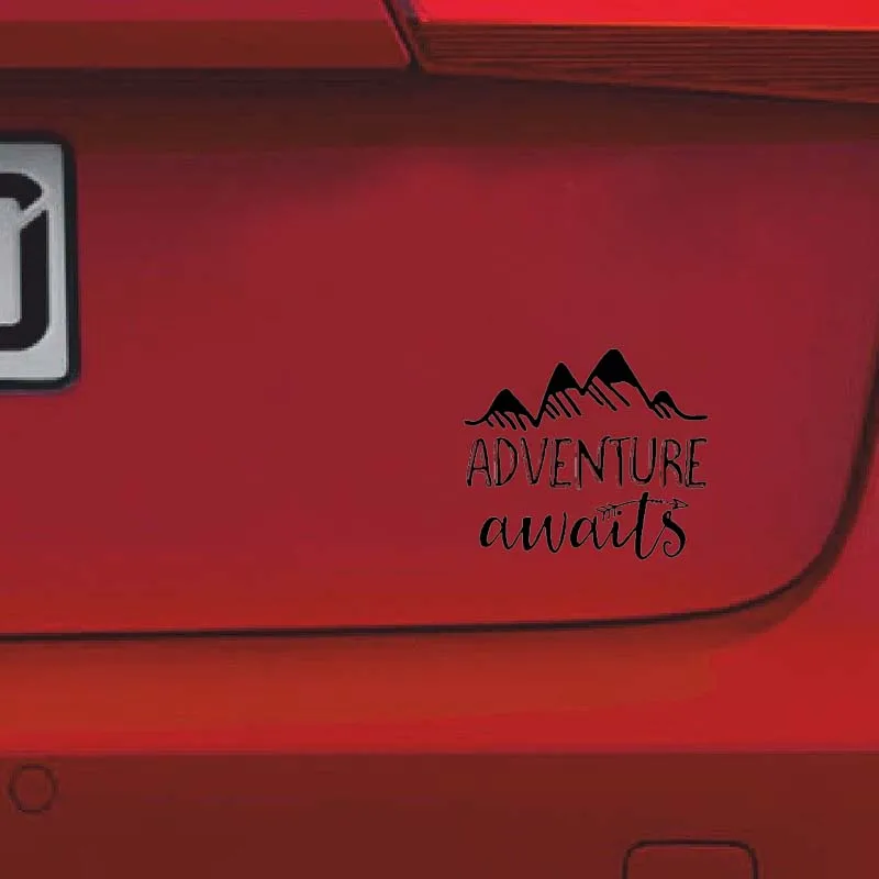 

YJZT 17.8CM*15.4CM ADVENTURE AWAITS Vinyl Black Silver Motorcycle Car Sticker Decals C13-000413