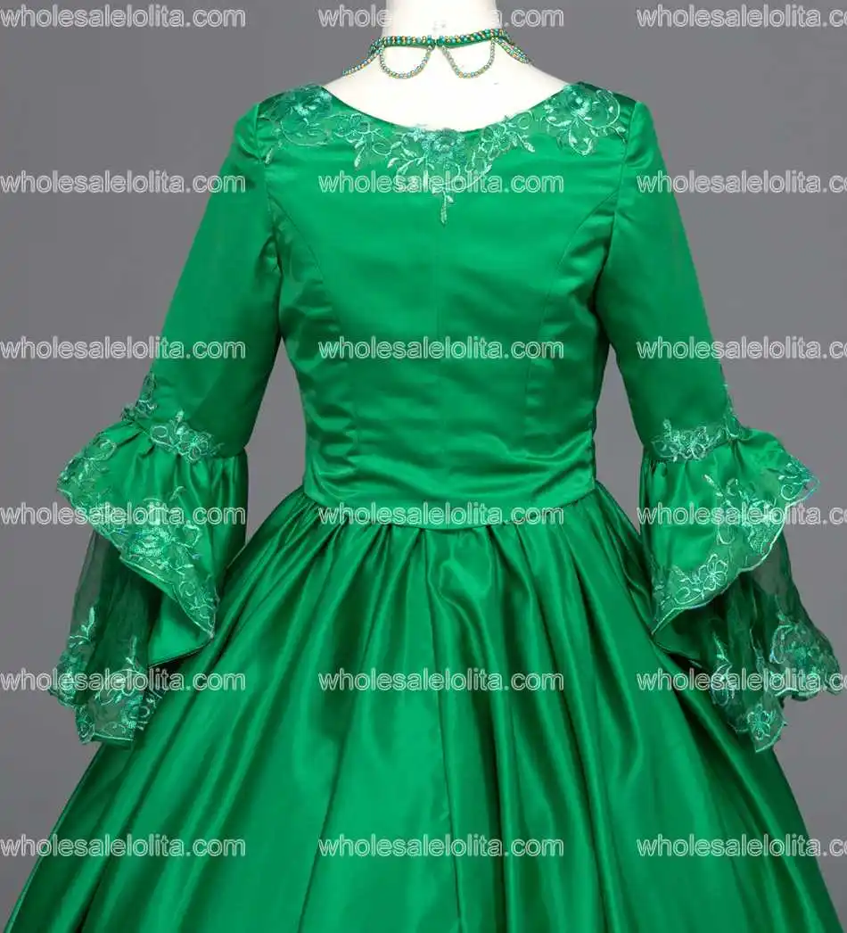 

Hop!!!Marie Antoinette Renaissance Dress Christmas Ball Gown Reenactment Theatre Clothing Green Dress Lace Decoration