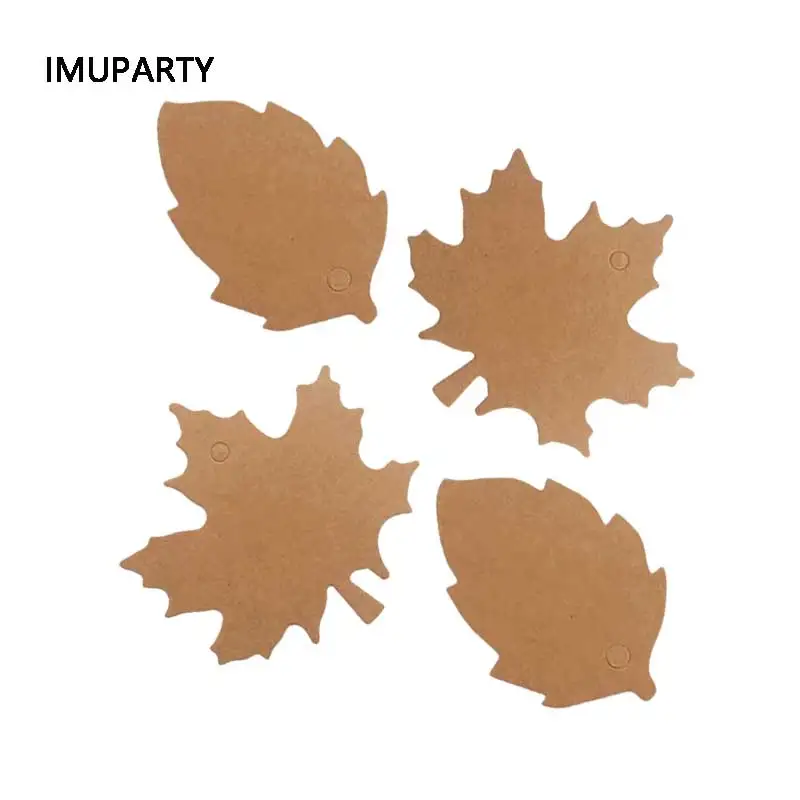 100pcs Leaf Kraft Paper Gift Hang Tag DIY Products Brand Note Hang Tag Wedding Decorations Seat Escort Cards Label Luggage