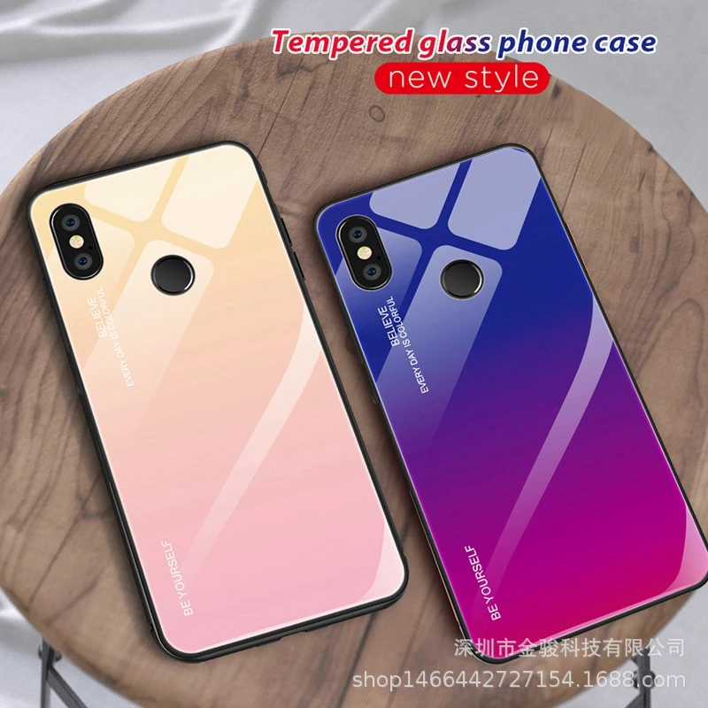 Gradient Tempered Glass Cover For Xiaomi Mi 9 Se 8 Lite A2 Case Aurora Colorful Xaomi Redmi Note 7 5 Pro Cases |