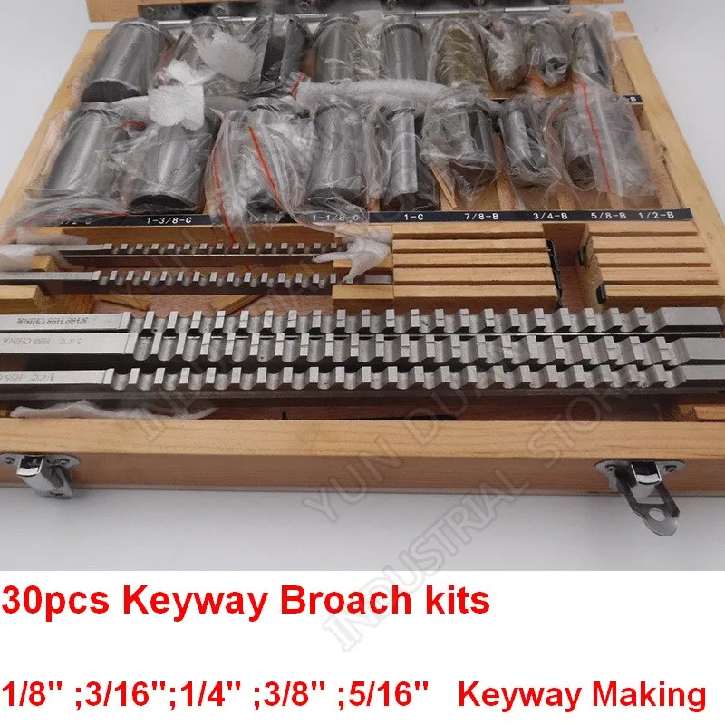 Keyway Broach наборы дюймового размера Push-Type с втулками и шимами HSS Для CNC Broaching Metalworking