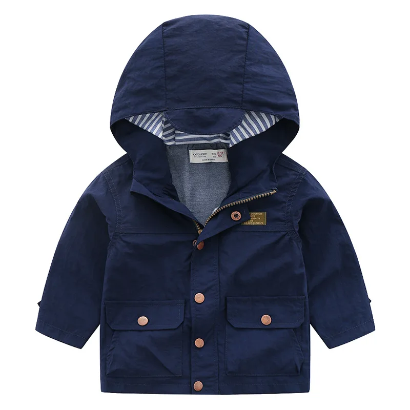 Брендовая детская одежда для мальчиков детские однотонные куртка с капюшоном