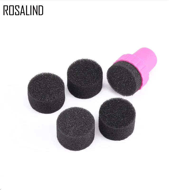 ROSALIND 1 шт. дизайн ногтей пластиковый штамп с 5 шт. губка с гвоздями постепенная смена лак для стемпинга штампы маникюрные инструменты DIY дизайн