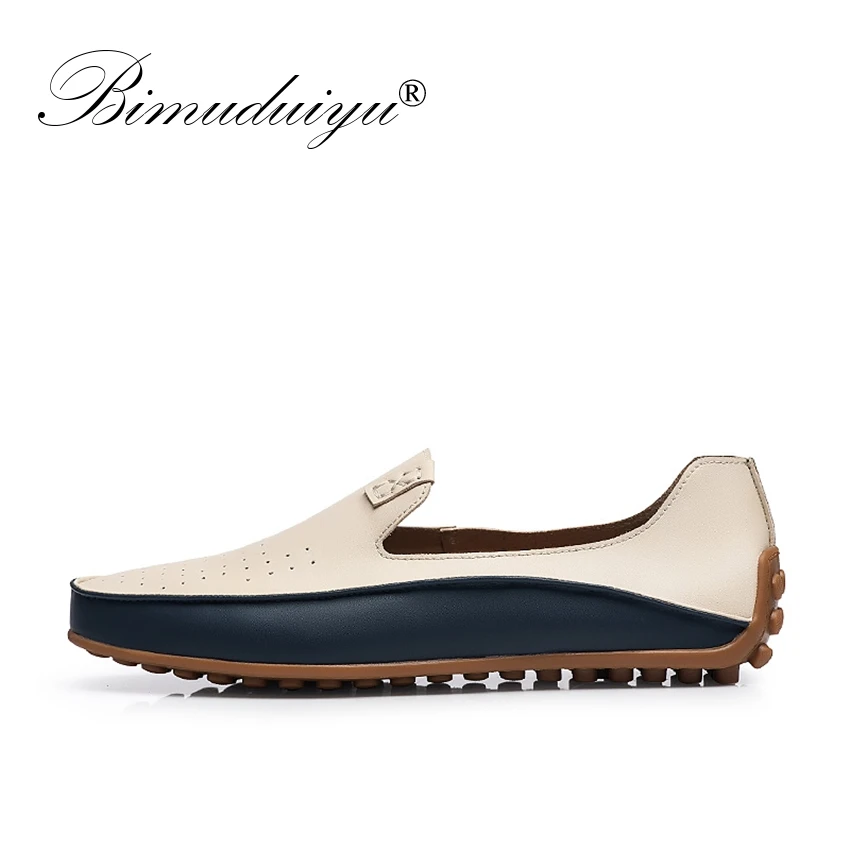 BIMUDUIYU Brand Summer Causal Shoes Men Loafers Breathable Holes Flat High Quality Leather Moccasins Driving | Обувь