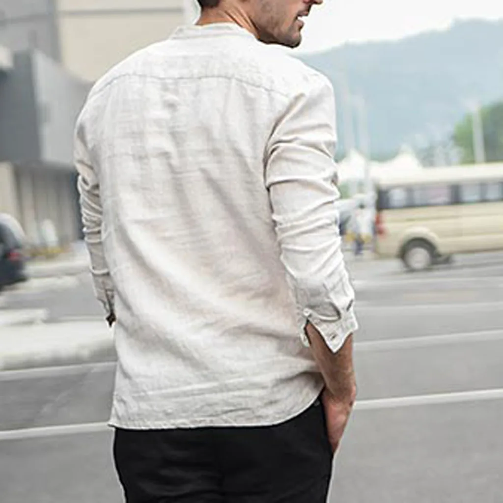 Camisa masculina рубашки мужские мешковатые хлопковые льняные крутые тонкие полосатые хлопковые рубашки с длинным рукавом Классические Осенние рубашки для мужчин