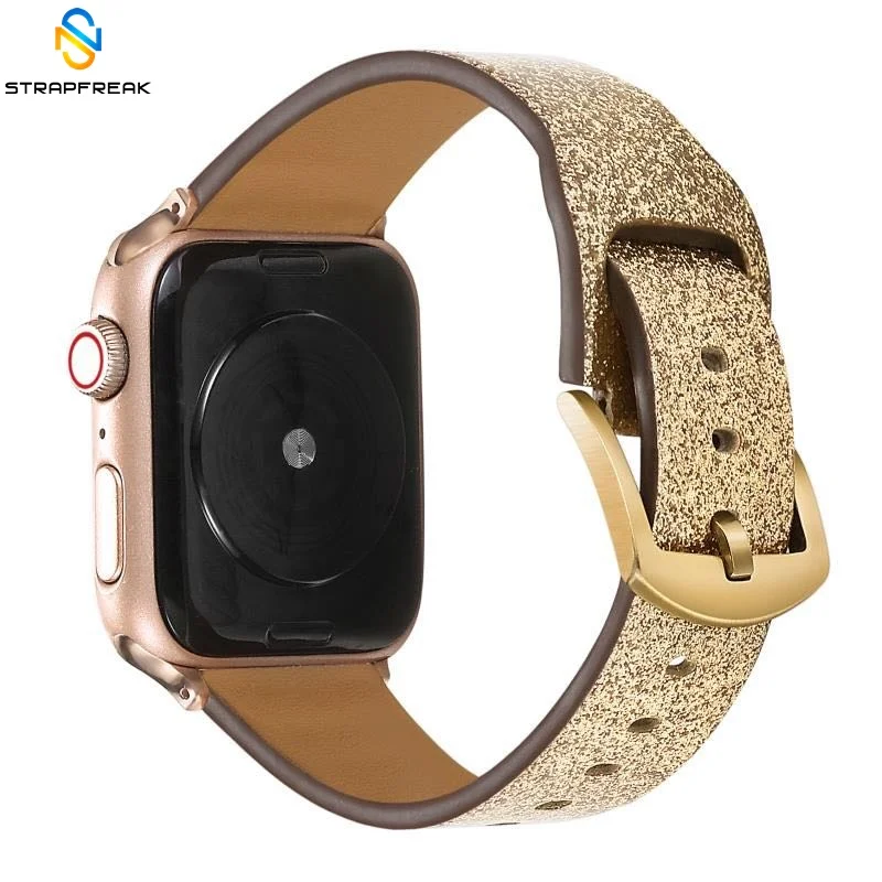 Ремешок для часов из натуральной кожи Apple Watch Series 4 3 2 1 золотой черный браслет с