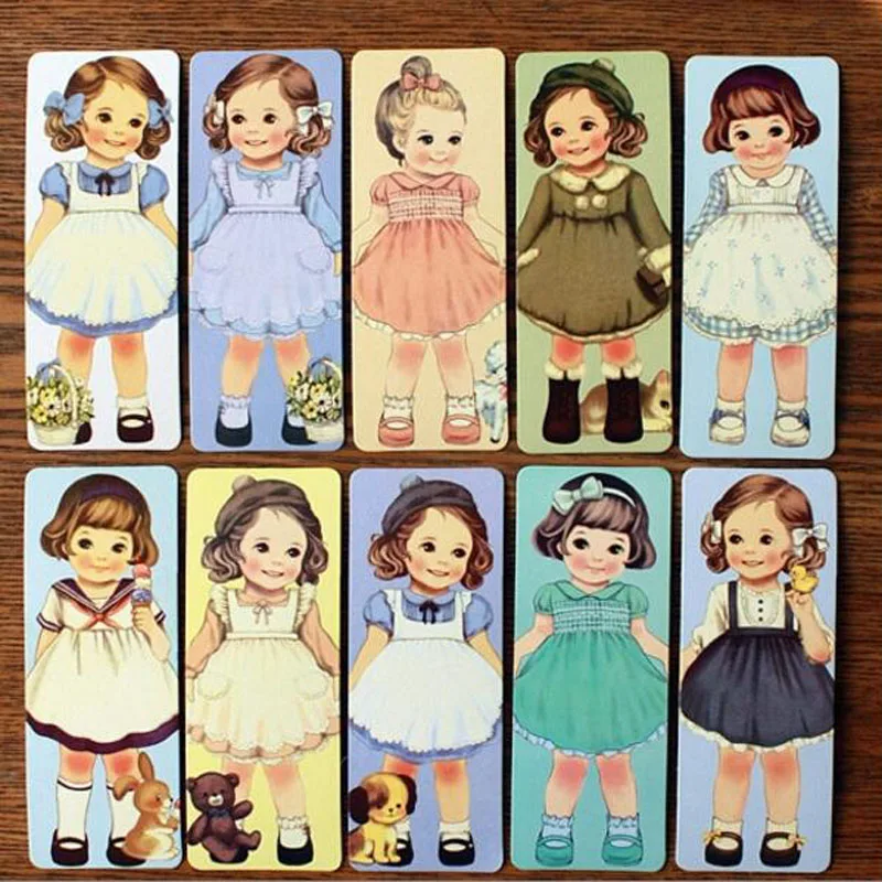 Фото 8 упаковок/Лот Ретро kawaii Закладка с куклой милым мультипликационным принтом moppet