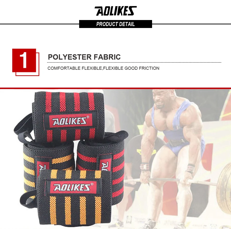 AOLIKES 1 пара Тренажерный зал фитнес тяжелая атлетика нарукавники Powerlifting браслет поддержка эластичные бинты для запястья бандаж повязка