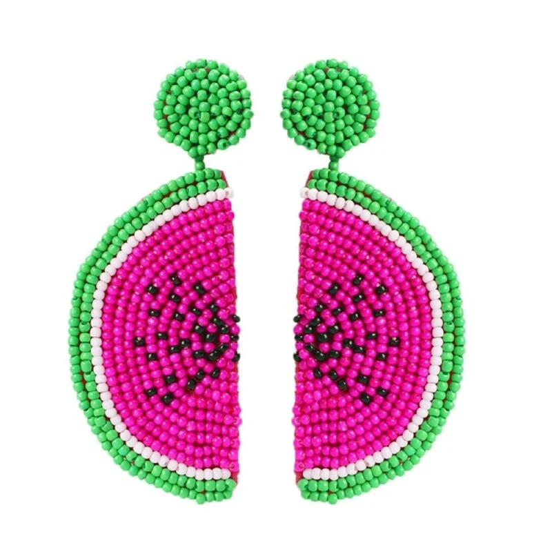 Lalynnlys Cute Cherry Watermelon Pineapple Drop Earrings New Fashion Rhinestone Fruit Dangle Earrings Ear Accessories Hot E60491 - Окраска металла: 17
