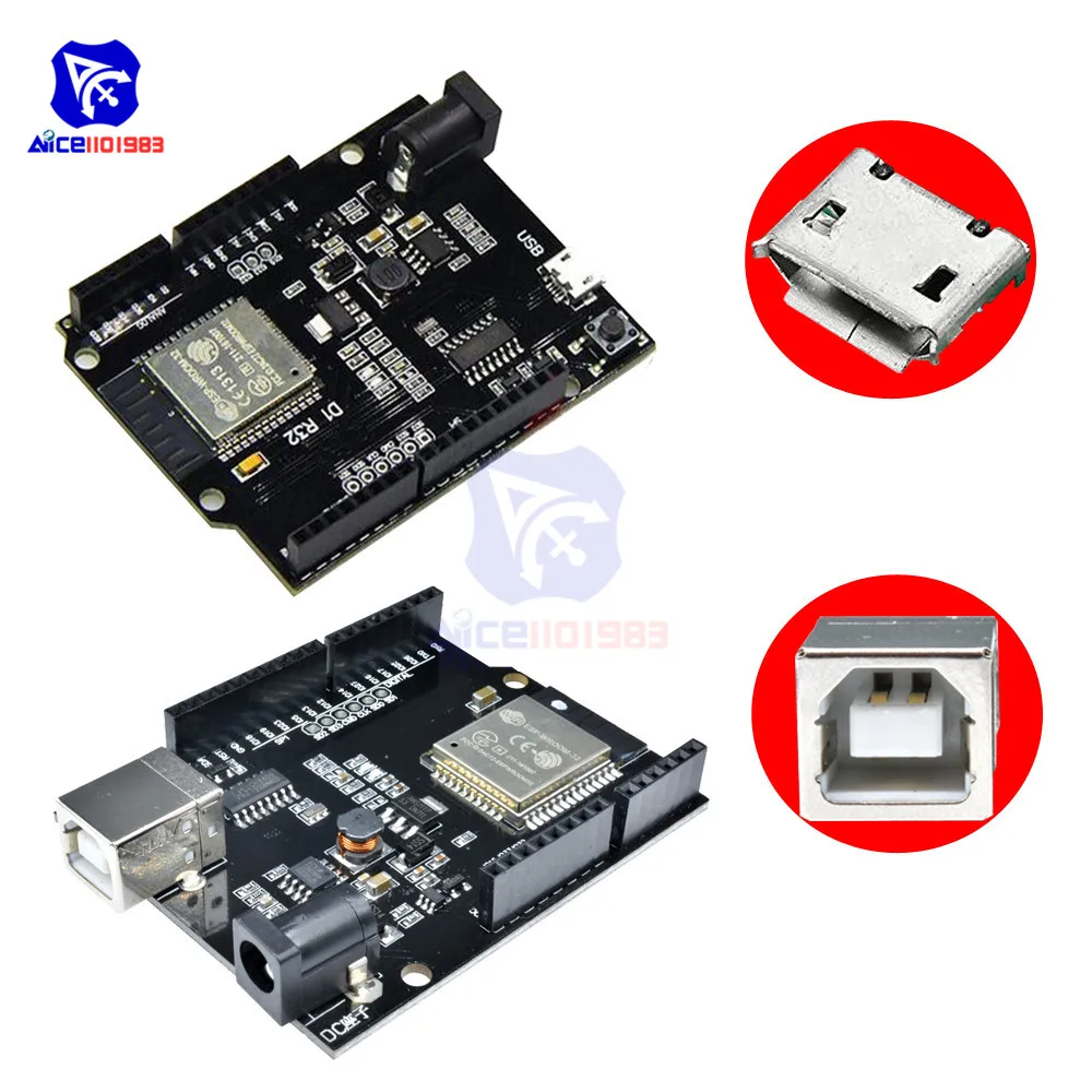 Плата расширения беспроводного модуля diymore CH340 WeMos D1 Mini ESP32 WiFi Bluetooth для Arduino UNO R3 Type