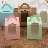 3pcs diy paper box with window whitekraft paper gift box cookie dragee packaging for wedding home party paper bags with handles