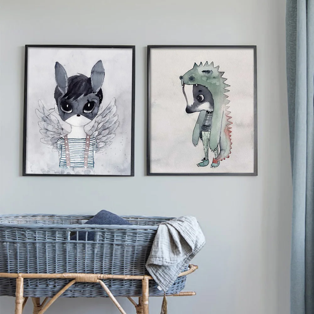 Kawaii Cartoon Poster Wall Art Canvas Print Minimalist Painting Decorative Picture for Kids Baby Room Home Decoration | Дом и сад