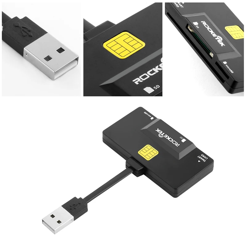 Rocketek USB 2 0 multi Smart Card Reader SD/TF micro SD карты памяти/ID/банковская карта sim cloner разъем