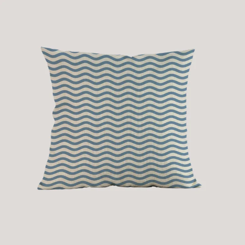 Чехол для подушки в стиле океана синий розовый с геометрическим рисунком | Дом и