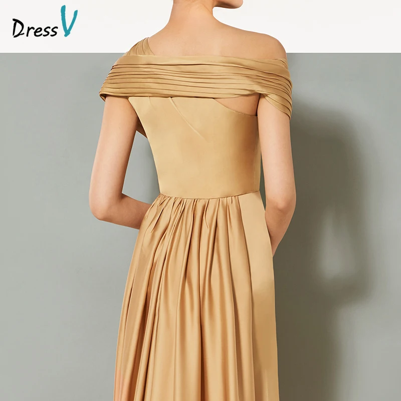 Dressv абрикосовое желтое длинное вечернее платье на одно плечо Ватто Поезд Русалка свадебное вечернее платье труба вечернее платье es