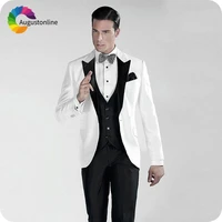 italian white men suits for wedding black peaked lapel slim fit groom tuxedos custom made costume homme 3piece best man blazers