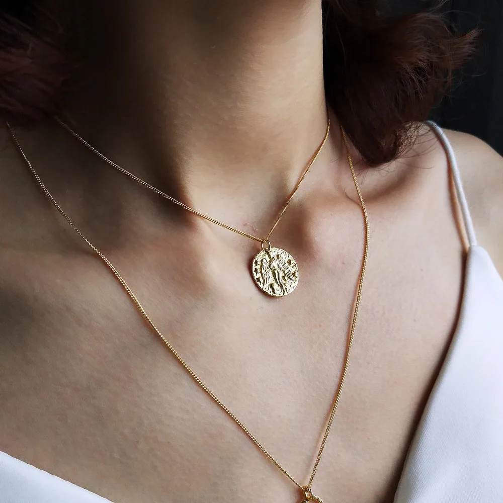 1 шт. подлинное серебро 925 пробы ожерелье с созвездием барокко монета диск