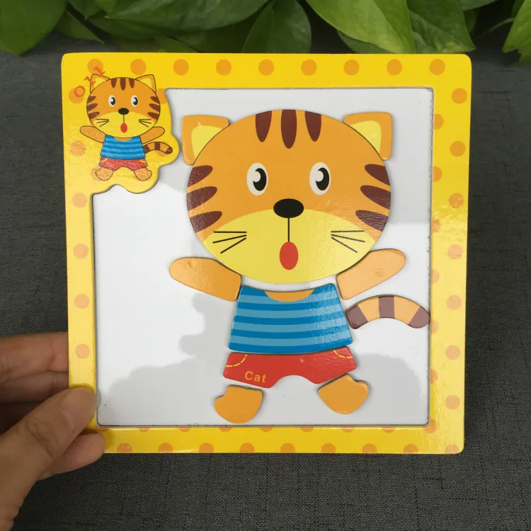 

3D cartoon animal magnetic puzzle toys wooden three-dimensional child puzzle. Writing board blackboard, fancy toy for children