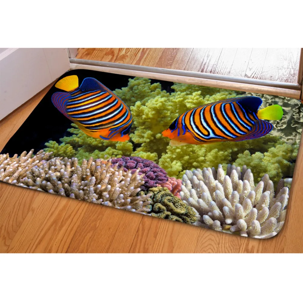 HUGSIDEA 3D печать домашний декор напольный коврик ванной Tapis тропическая рыба
