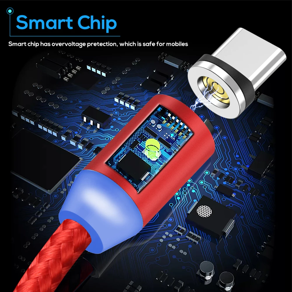 Светодиодный магнитный кабель TOPK 2 го поколения для iPhone X 8 7 6 usb type C и Micro USB быстрой
