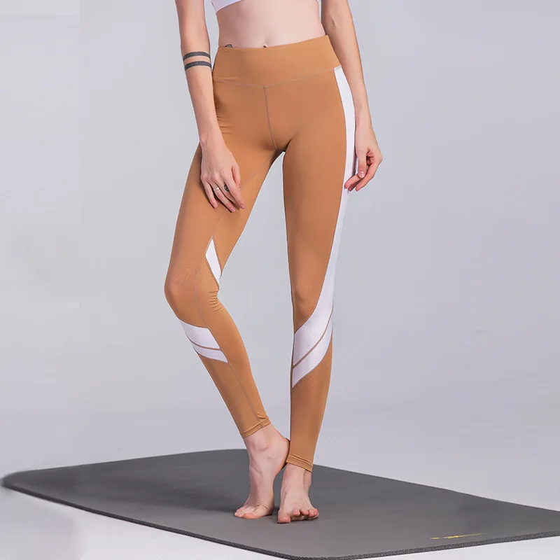 JIGERJOGER 2017 Осень Зима Новый телесный верблюжий цвет белый сетка хит Йога брюки