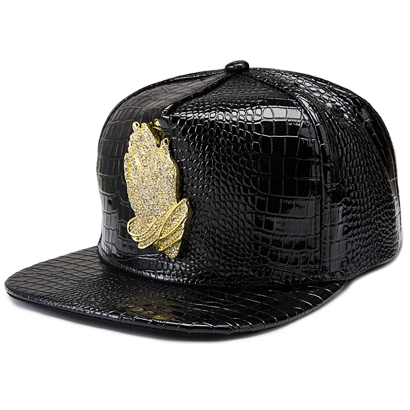 Искусственная кожа Иисуса хип-хоп кепки шапки со стразами из крокодиловой кожи