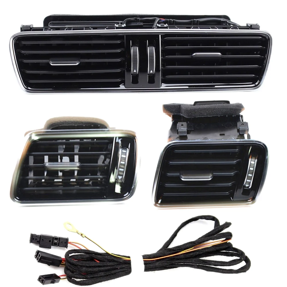 Тьюк OEM черный рояль Краски хром Dashboard воздуха на выходе + кабель для Vw Passat B6 B7 VW CC 3AD