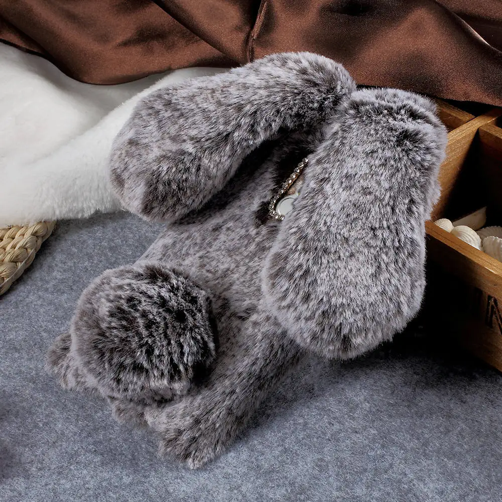 Dulcii Bag for Xiomi Redmi Note 4 Phone Cover Cute Kawaii Soft Rabbit Fur Case Rhinestone Xiaomi capa |