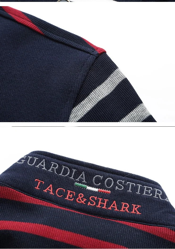 Мужская хлопковая рубашка поло Повседневная с лацканами Tace & shark вышивкой в