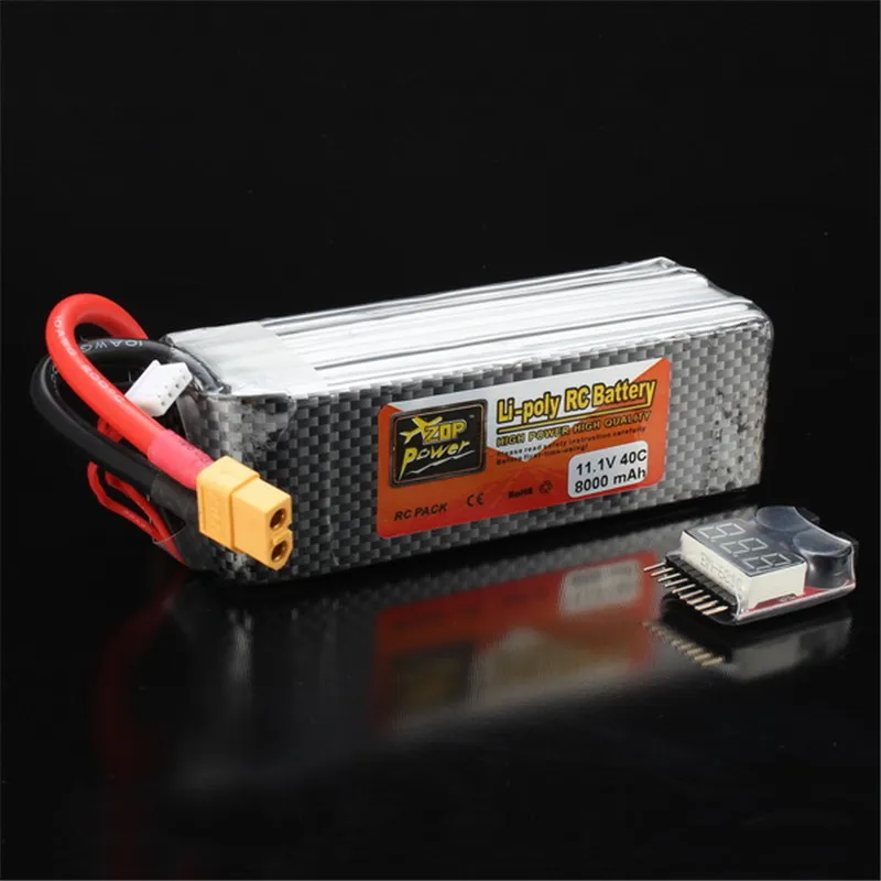 Перезаряжаемая Lipo батарея ZOP Power 11 1 В 8000 мАч 3S 40C XT60 вилка с батарейным сигналом|xt60