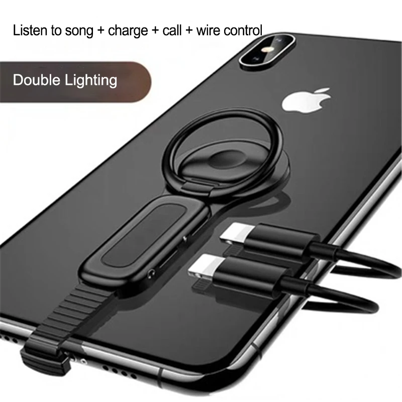 Кольцо держатель адаптер для iPhone XS MAX XR X 7 8 AUX до 3 5 мм аудио зарядное устройство