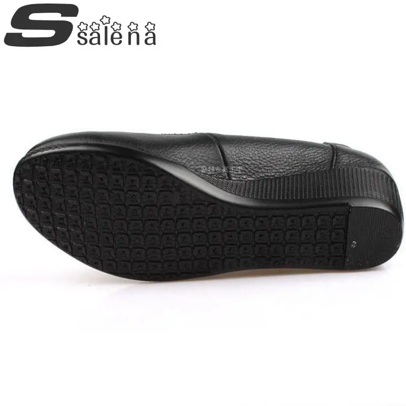 Women Genuine Leather Shoes Flats Breathable Non Slip Work Comfortable Mother A688 | Обувь