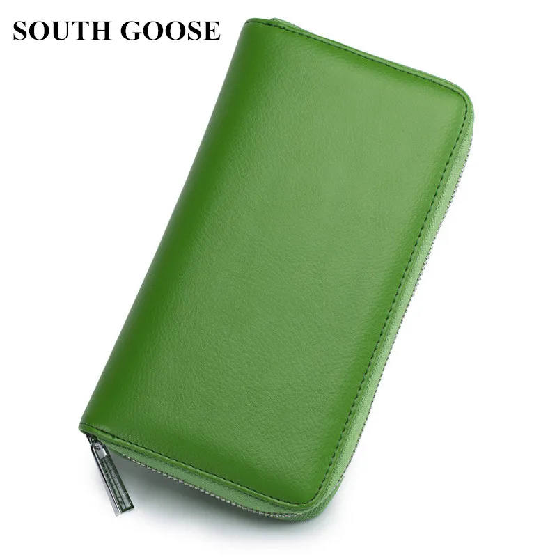 Брендовые Длинные кошельки SOUTH GOOSE для мужчин и женщин, кожаные бумажники на молнии с рчид, вместительный органайзер, визитница, деловой кошелек