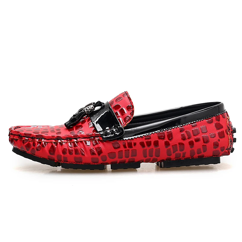 AGSan Fashion Men Loafers Red Blue Black Driving Moccasins PU Leather Mens Casual Shoes Slip On Tassel Lazy Flats | Обувь